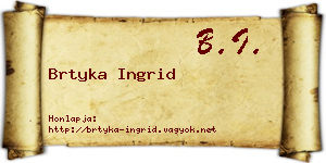 Brtyka Ingrid névjegykártya